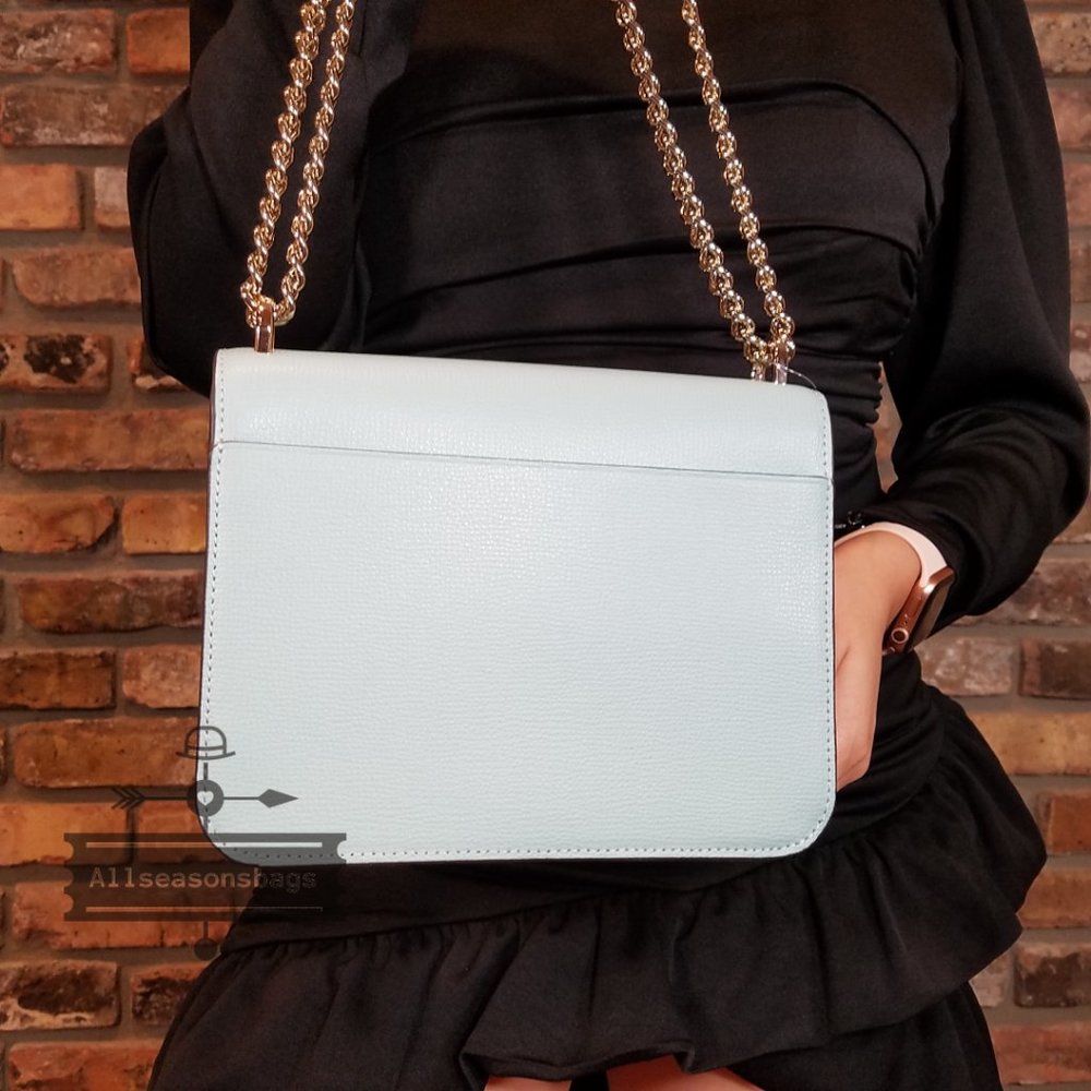 Kate Spade Remi Embroidered Lea Aphrodite Green SPRING Flap Chain Crossbody NWT - Picture 3 of 6